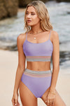 Orchid Striped High Waist Bikini Set