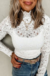 Lace Mock Neck Long Sleeve Top