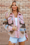 Pink Western Aztec Print Sherpa Jacket