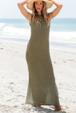 Olive Knit Sleeveless Maxi Dress