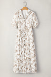 Floral Puff Sleeve Button Front Maxi Dress
