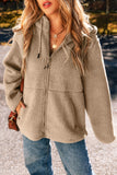 Khaki Fleece Zip Up Hooded Jacket