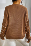 Pearled Drop Shoulder Round Neck Sweater