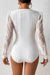 White Lace Bishop Sleeve Bodysuit