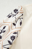 Floral Puff Sleeve V Neck Blouse