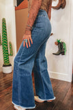 High Waist Raw Seamed Flare Jeans