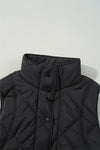 Black Quilted Button Up Pocket Vest