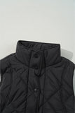 Black Quilted Button Up Pocket Vest