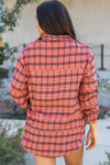 Red Plaid Distressed Hem Button Up