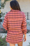 Red Plaid Distressed Hem Button Up