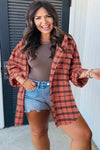 Red Plaid Distressed Hem Button Up