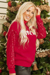 Merry Sequin Sleeve Turtleneck Sweater