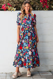 Vintage Floral Print Maxi Dress