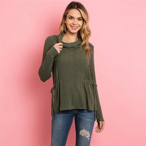 Cowl Neck Olive Top