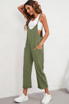 Spaghetti Strap Pocketed Jumpsuit - Olive