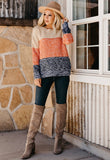 Savanna Netted Colorblock Sweater - Orange
