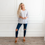Sealed With A Bow Blouse - Light Grey