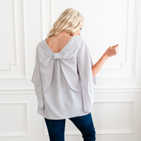 Sealed With A Bow Blouse - Light Grey