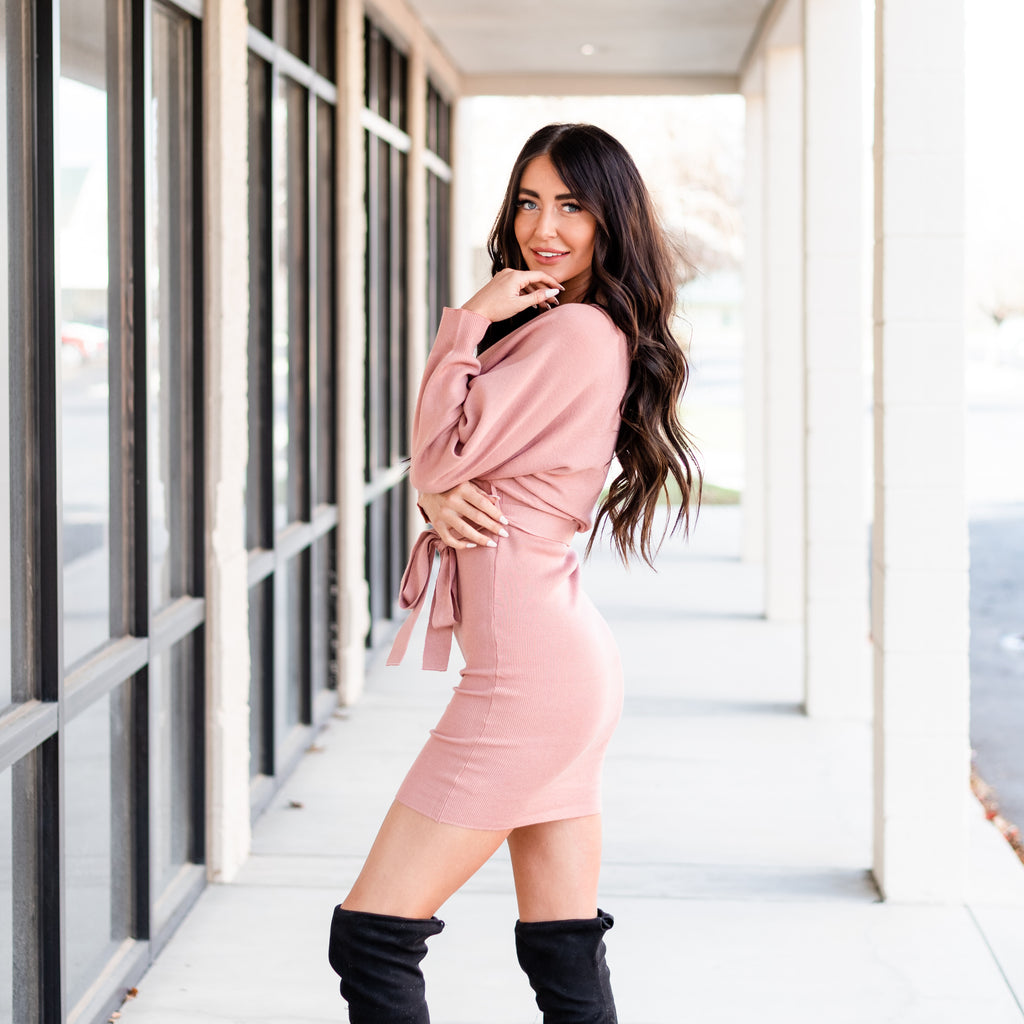 Charming Sweater Dress - Pink Red Boutique Charming Sweater Dress - Pink Red Boutique