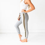 French Terry Joggers - Grey/Yellow Stripe