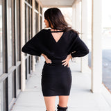 Charming Sweater Dress - Black