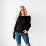 Dolman Sleeve Off Shoulder Sweater - Black