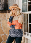 Savanna Netted Colorblock Sweater - Orange